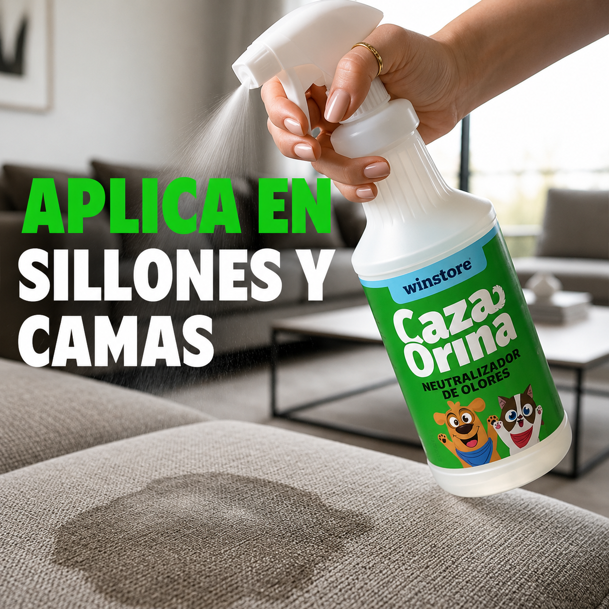 Cazaorina Pets: Eliminador Definitivo de Olores de Mascotas (Sin Cloro)