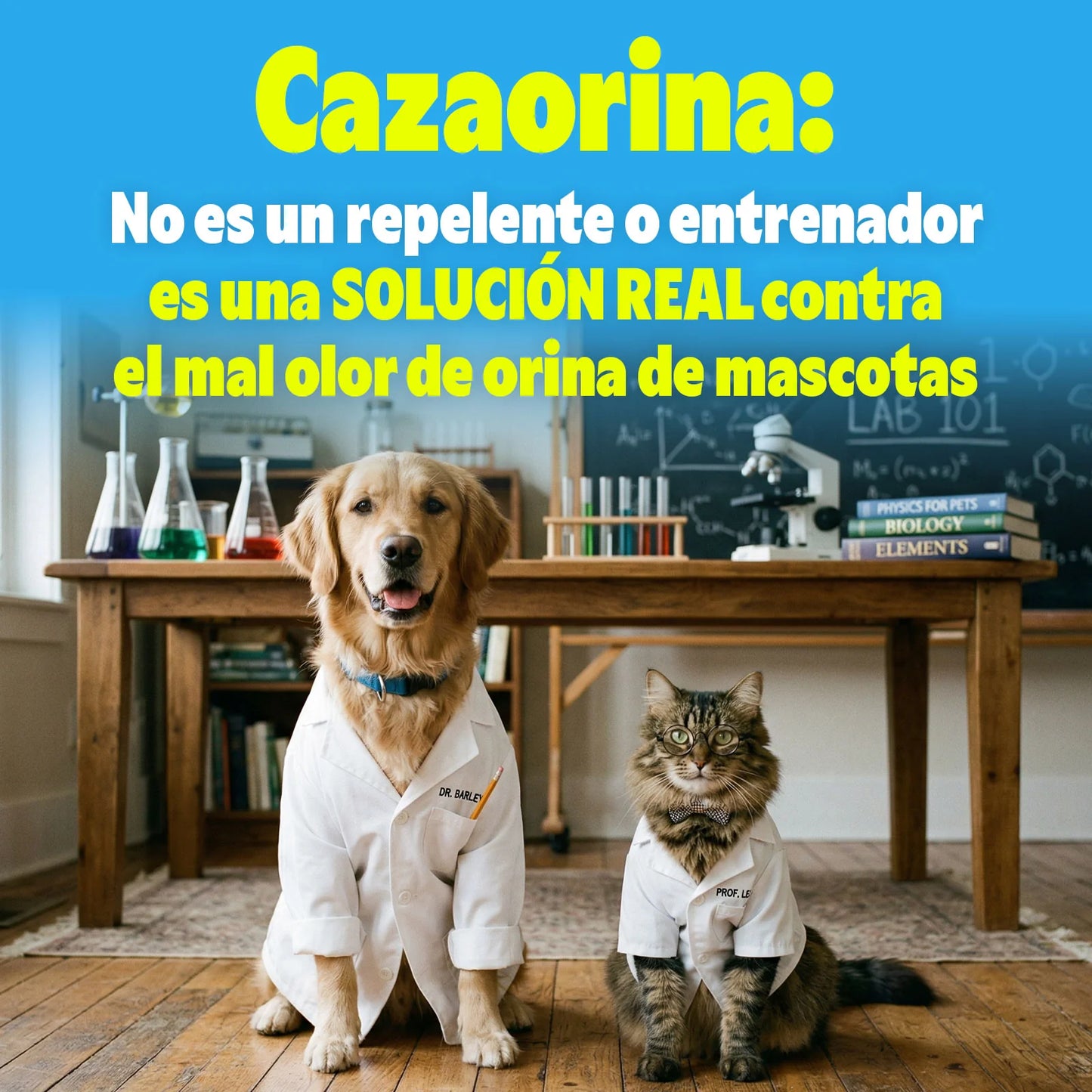 Cazaorina Pets: Eliminador Definitivo de Olores de Mascotas (Sin Cloro)